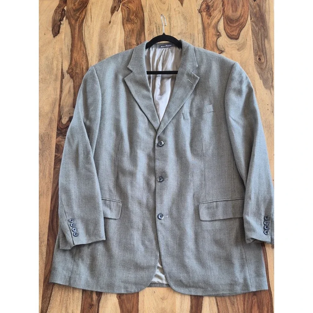 Oscar De La Renta 52% Silk & 48% Wool Woven Jacquard Fabric Blazer SZ 46 Long